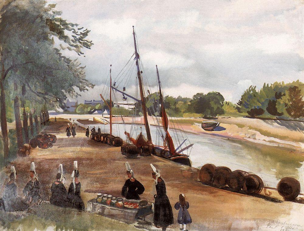 Brittany. The town of Pont L`Abbe. Port.