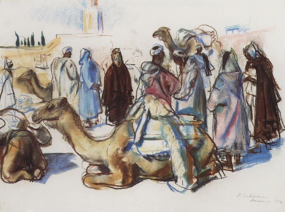 Market with their camels. Marrakesh