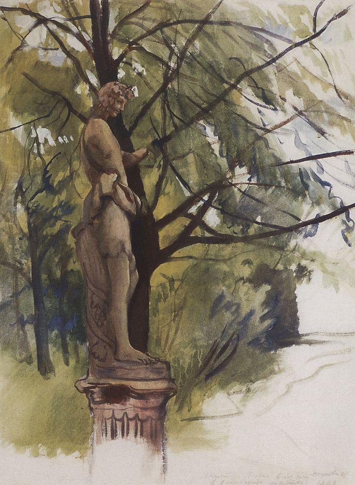 Statue of a faun in the garden of the Yusupov in St. Petersburg